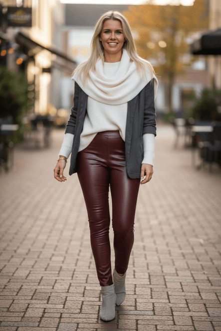 Hovedbilde Qnuz Tights i Imitert Skinn Rød