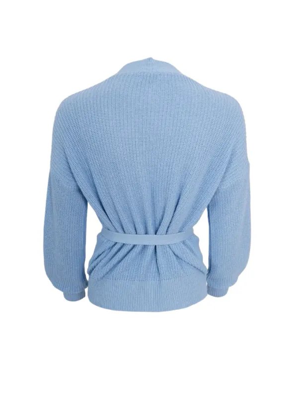 Black Colour Strikket Cardigan Blå