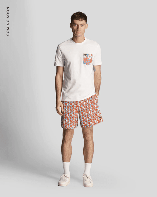 Hovedbilde Lyle & Scott Floral Print Resort Swim Shorts Tangerine Tango