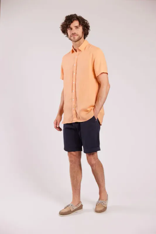Sebago Kortermet Linskjorte Peach