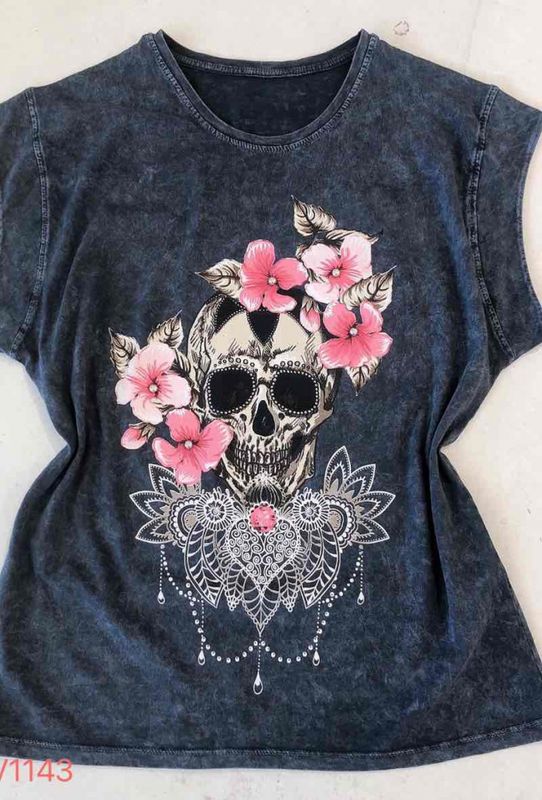 Mozzaar Skull Tshirt Antrasitt