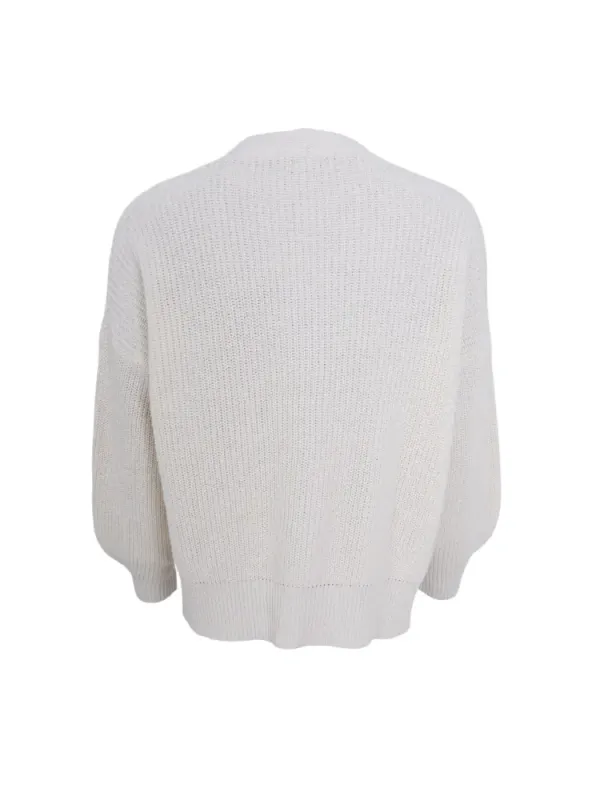 Black Colour Strikket Cardigan Offwhite