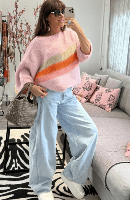 Love Forever Marre Stripe Genser Rosa