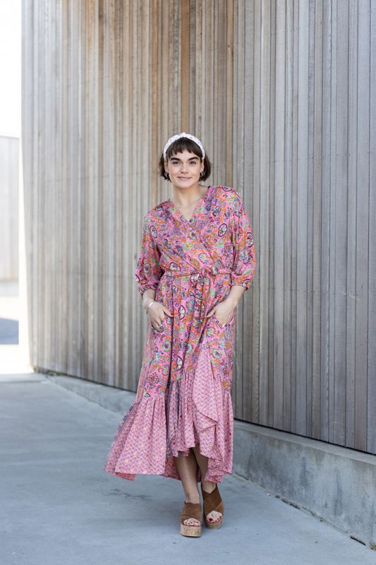 Black Colour Boho Wrap Dress (flere farger)