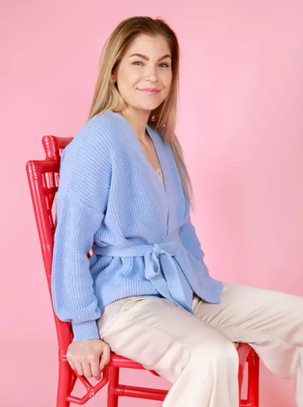 Black Colour Strikket Cardigan Blå