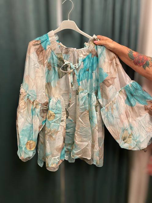 Hovedbilde Boho Flower Tencel Blouse Turquoise