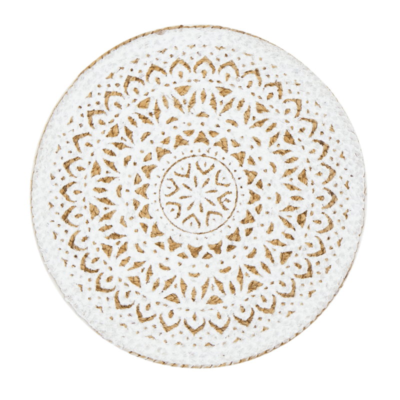  Jute Dekkebrikke Hvitt Motiv